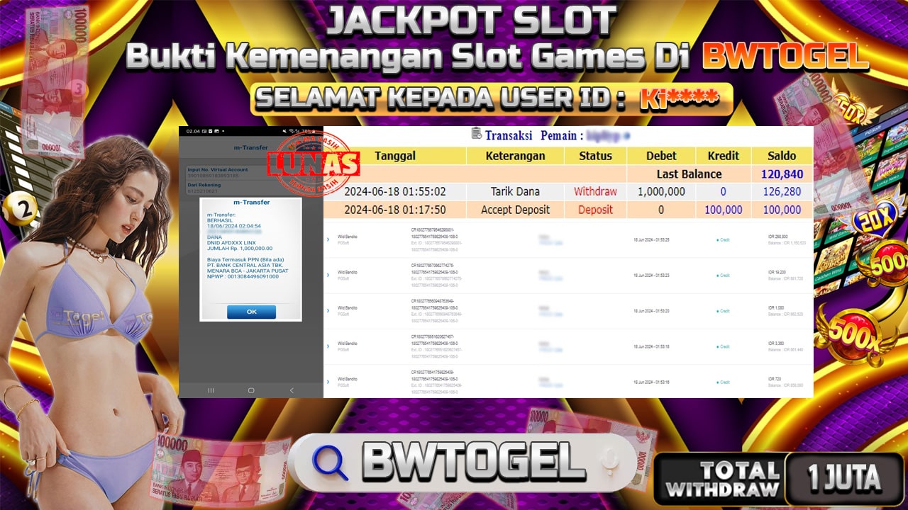 BUKTI JACKPOT SLOT WILD BANDITO TERPERCAYA DI INDONESIA TGL 18-06-2024