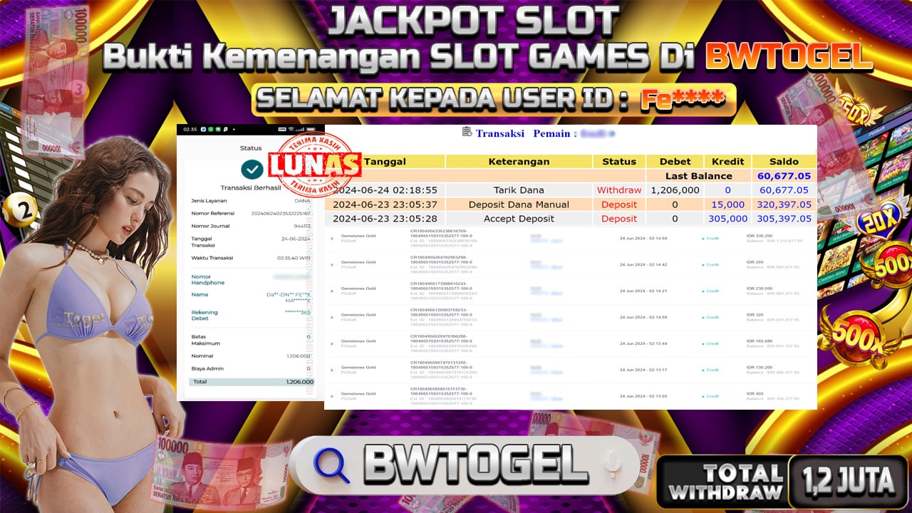 BUKTI JACKPOT SLOT GEMSTONES GOLD TERPERCAYA DI INDONESIA TGL 24-06-2024