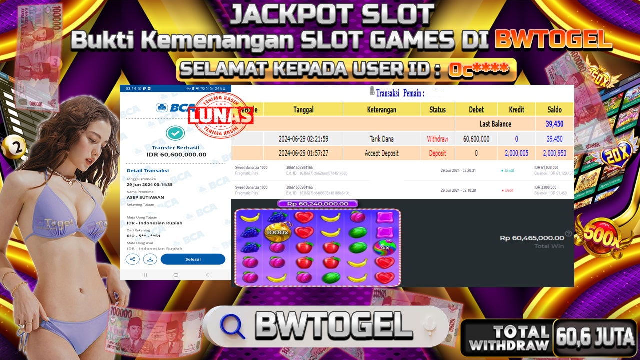 BUKTI JACKPOT SLOT SWEET BONANZA 1000 TERPERCAYA DI INDONESIA TGL 29-06-2024