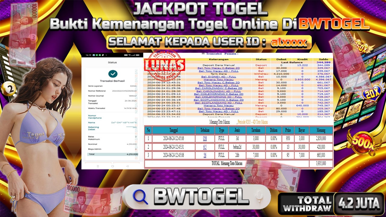 BUKTI JACKPOT TOGEL TOTO MACAU 4D TERPERCAYA DI INDONESIA