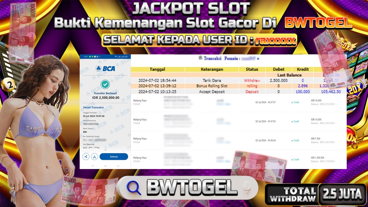 BUKTI JACKPOT SLOT MAHJONG WAYS TERPERCAYA DI INDONESIA TGL 02-07-2024